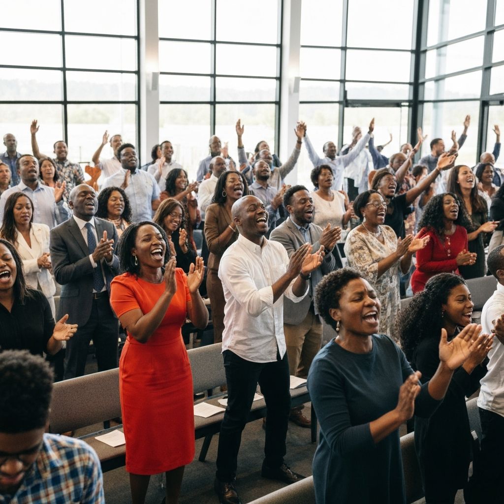 Mt. Zion community worshiping together